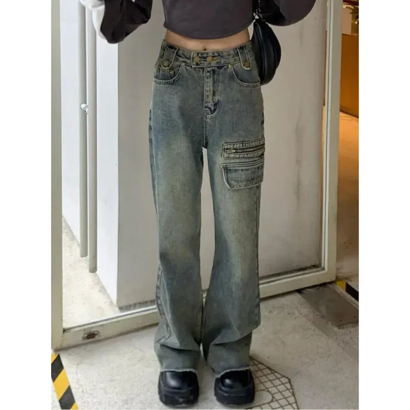 2024 Street Tooling Zipper Old Straight Jeans