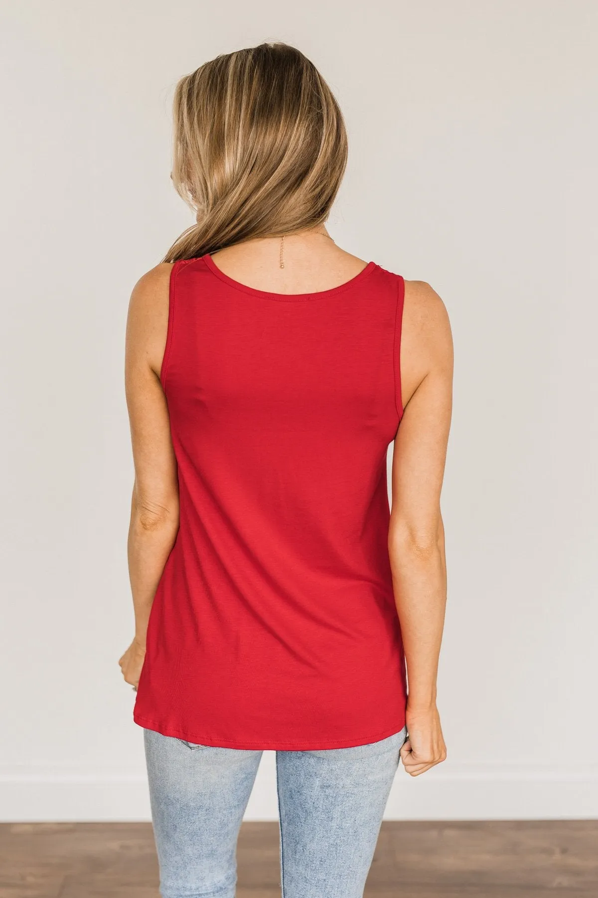 A Shining Moment Lace Tank Top- Red