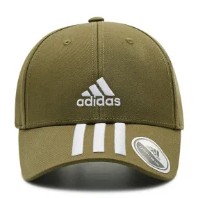 adidas Baseball 3 Stipe Cotton Cap - Adult - Focus Olive/White