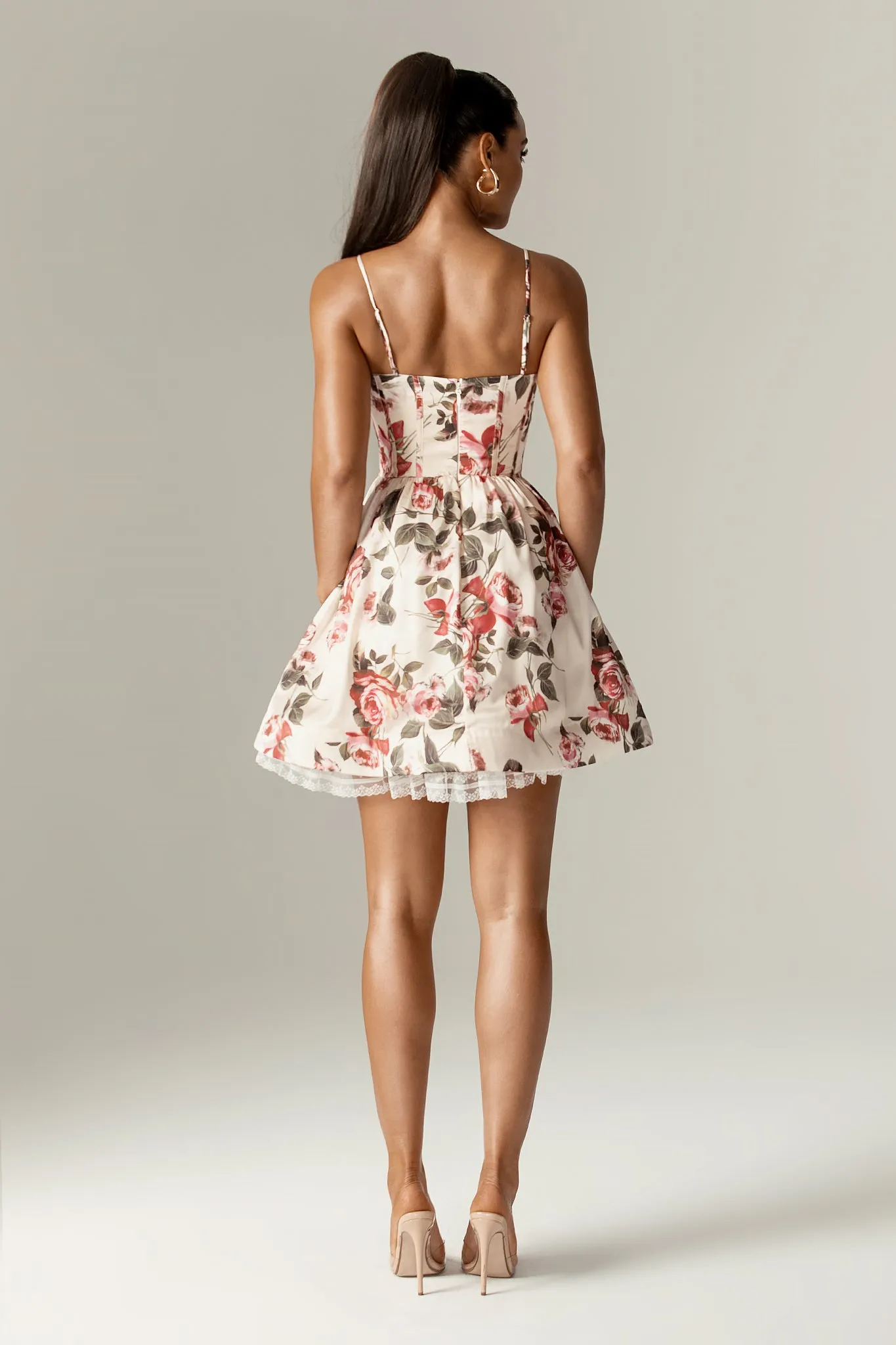 Altha Italian Rose Print Corset Mini Dress (Rose Print)