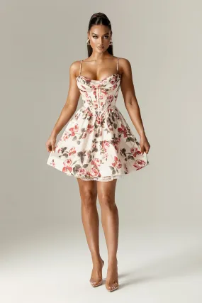 Altha Italian Rose Print Corset Mini Dress (Rose Print)