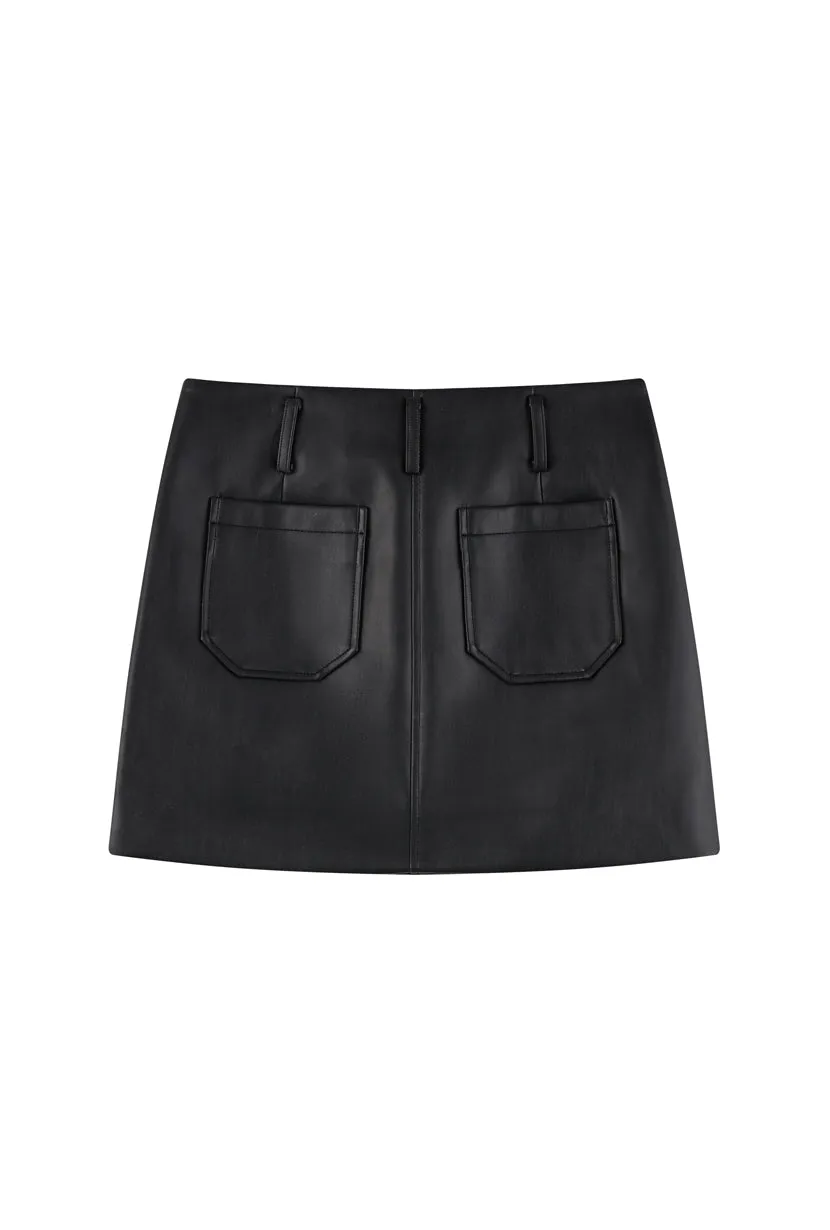 Andy Faux Leather Skirt - Black