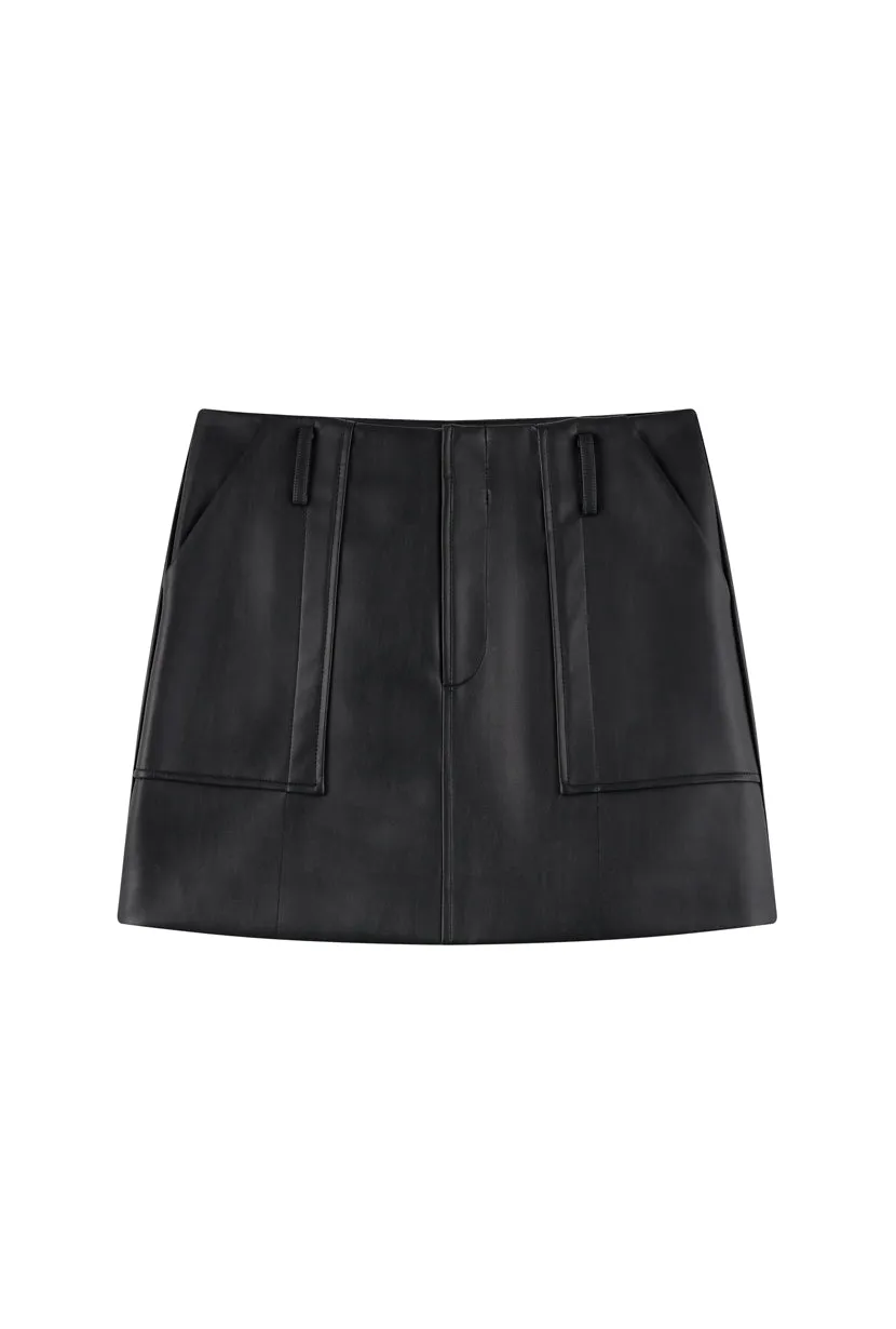 Andy Faux Leather Skirt - Black