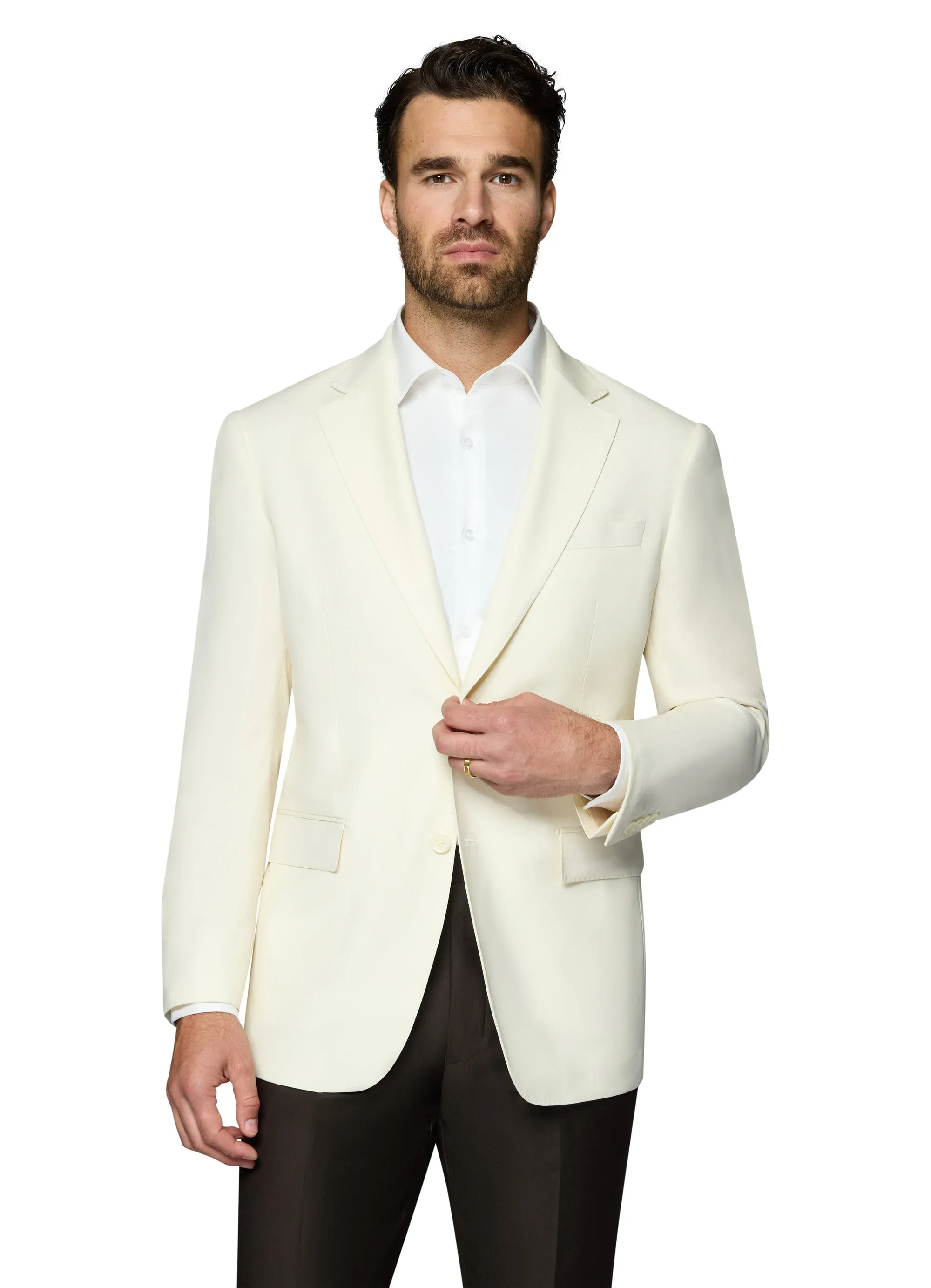 Berragamo Elegant Wool Sport Coat Modern Fit - White