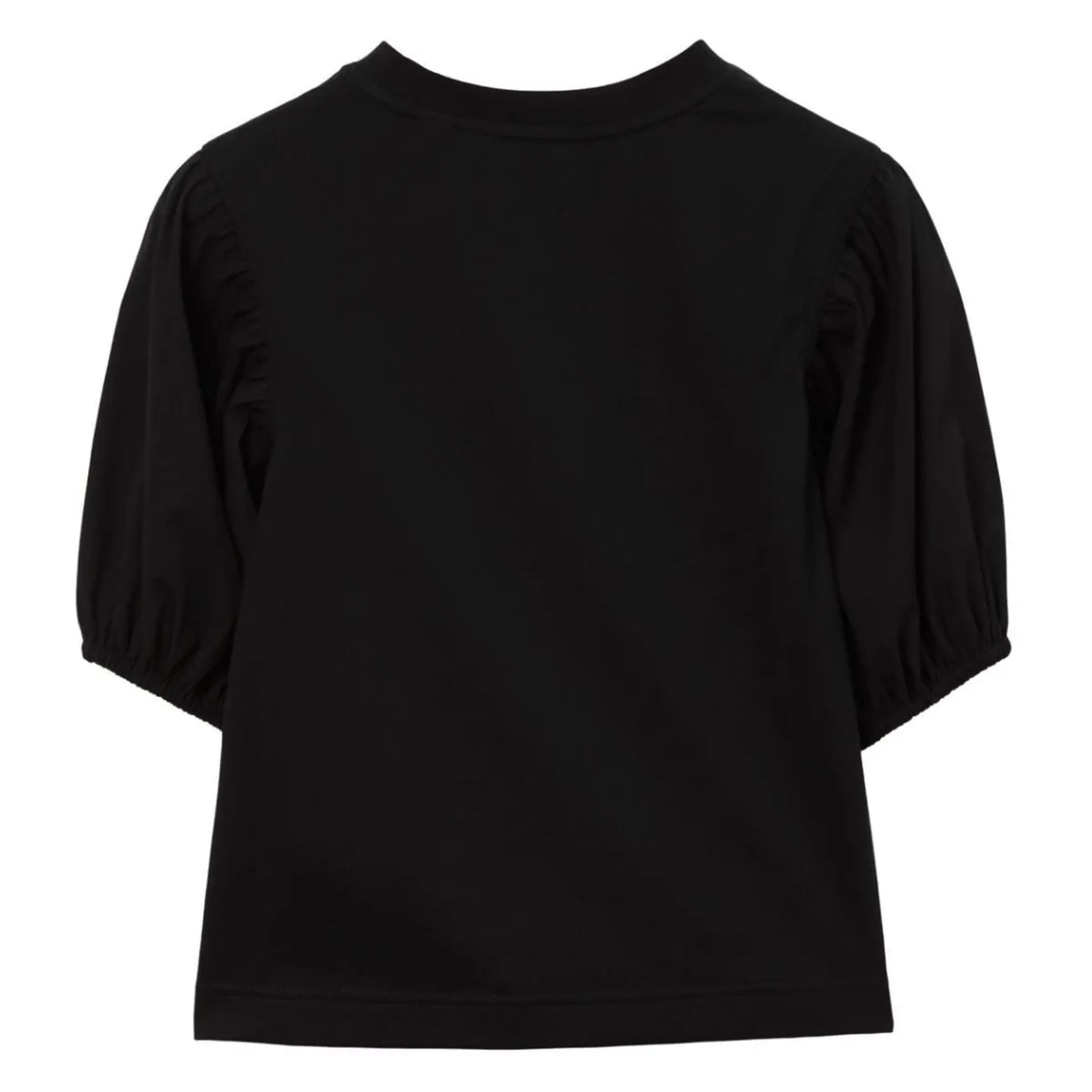 Black EKD Puff-Sleeves Cotton T-Shirt