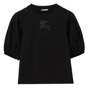 Black EKD Puff-Sleeves Cotton T-Shirt