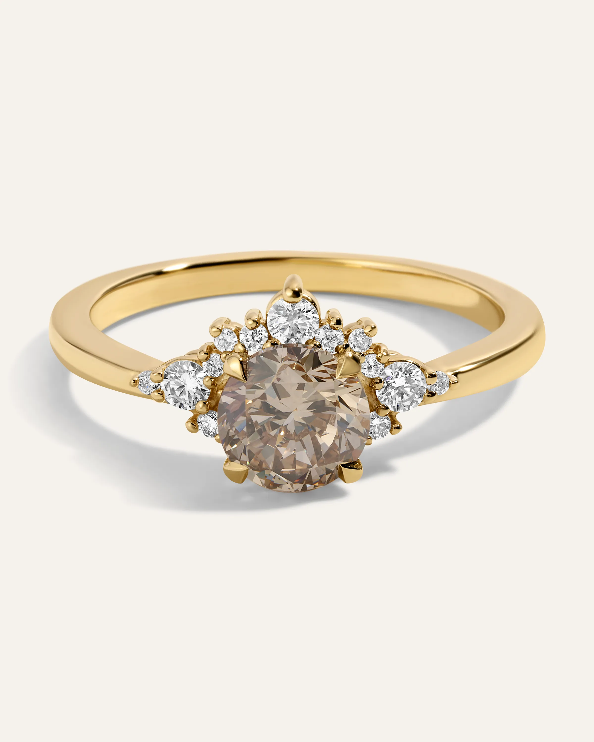 Champagne And White Snowflake Ring