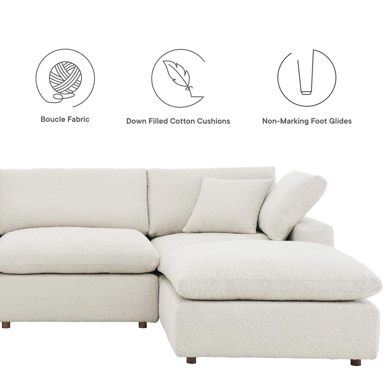 Commix Down Filled Overstuffed Boucle Fabric 4-Piece Sectional Sofa by Modway