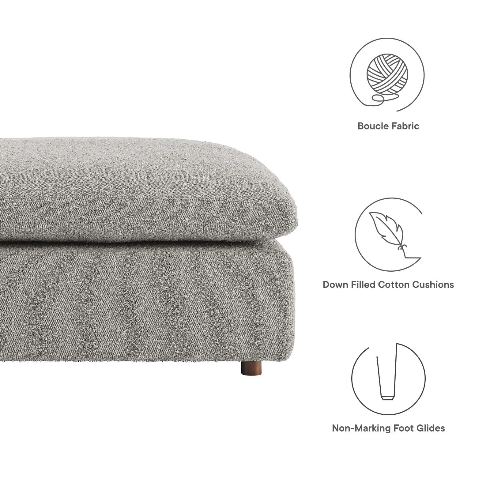 Commix Down Filled Overstuffed Boucle Fabric Ottoman by Modway