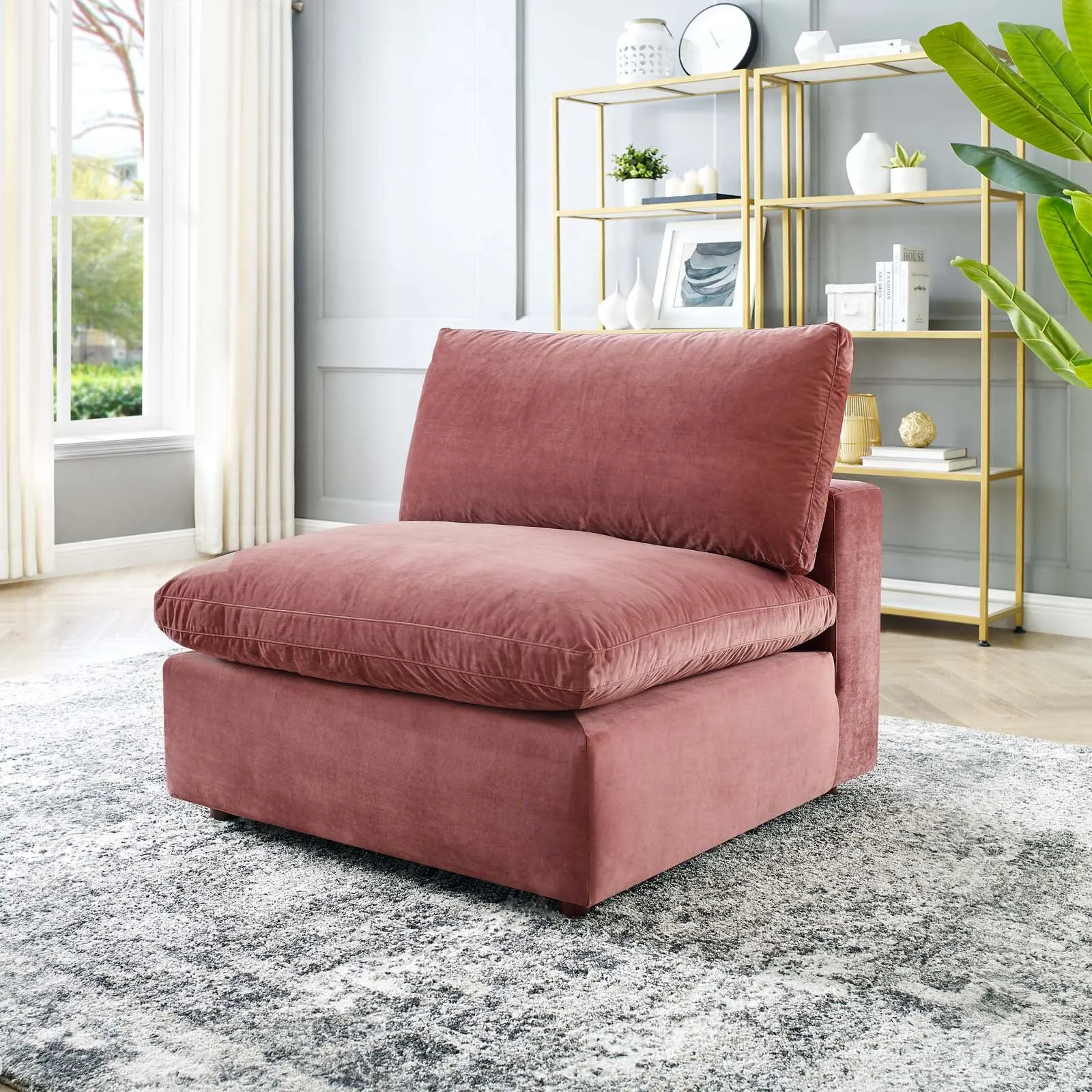 Commix Down Filled Overstuffed Performance Velvet Armless Chair by Modway