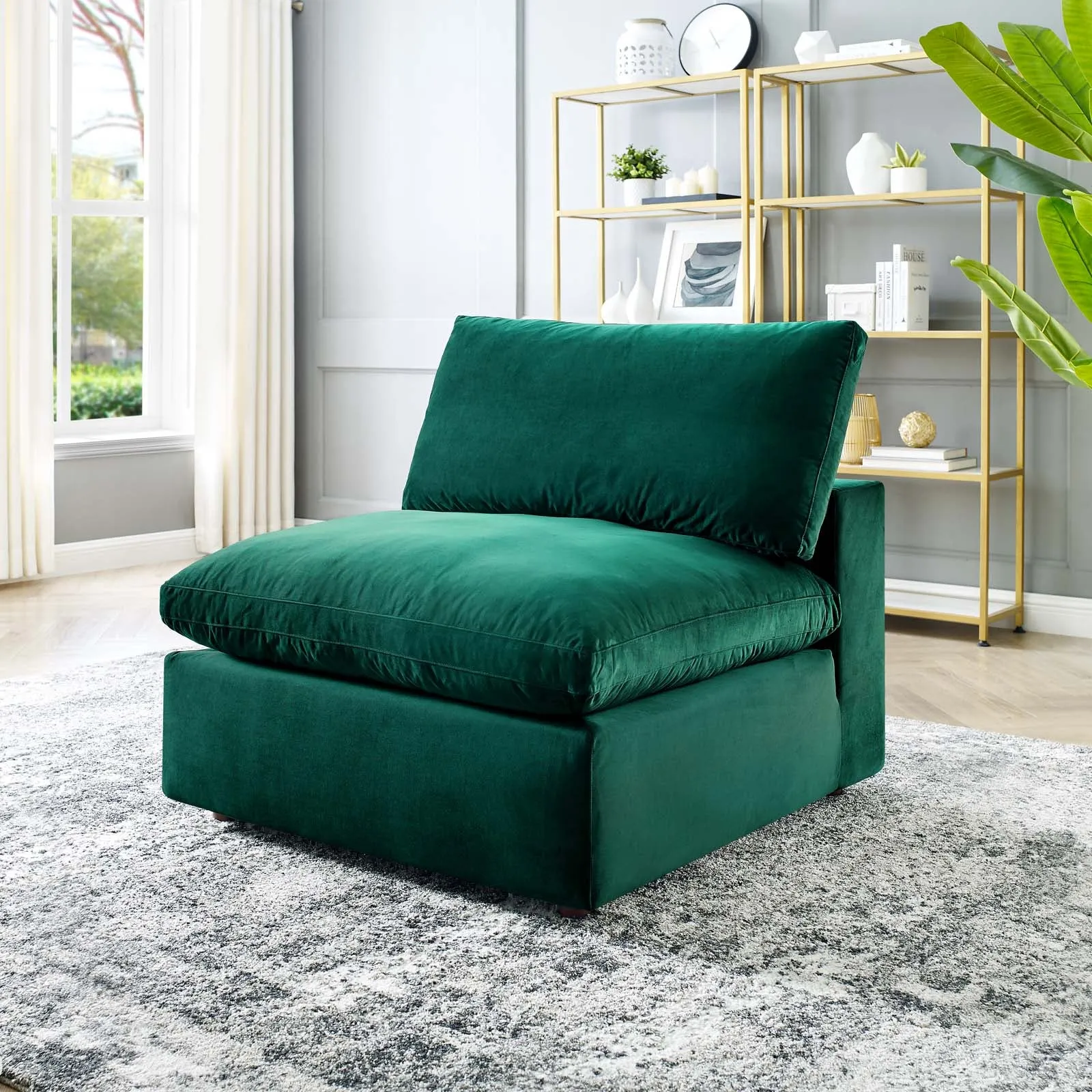 Commix Down Filled Overstuffed Performance Velvet Armless Chair by Modway