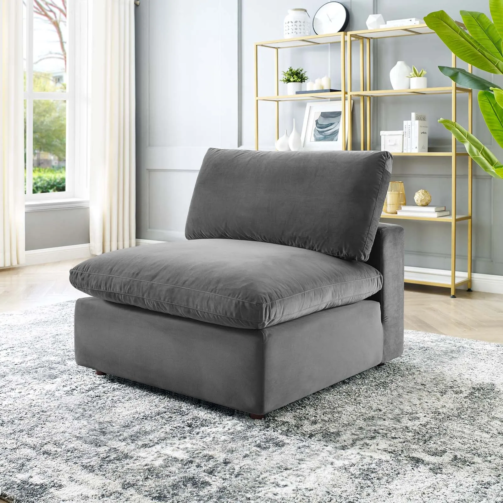 Commix Down Filled Overstuffed Performance Velvet Armless Chair by Modway