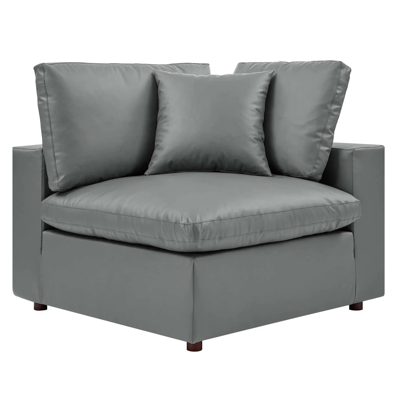 Commix Down Filled Overstuffed Vegan Leather 3-Seater Sofa by Modway