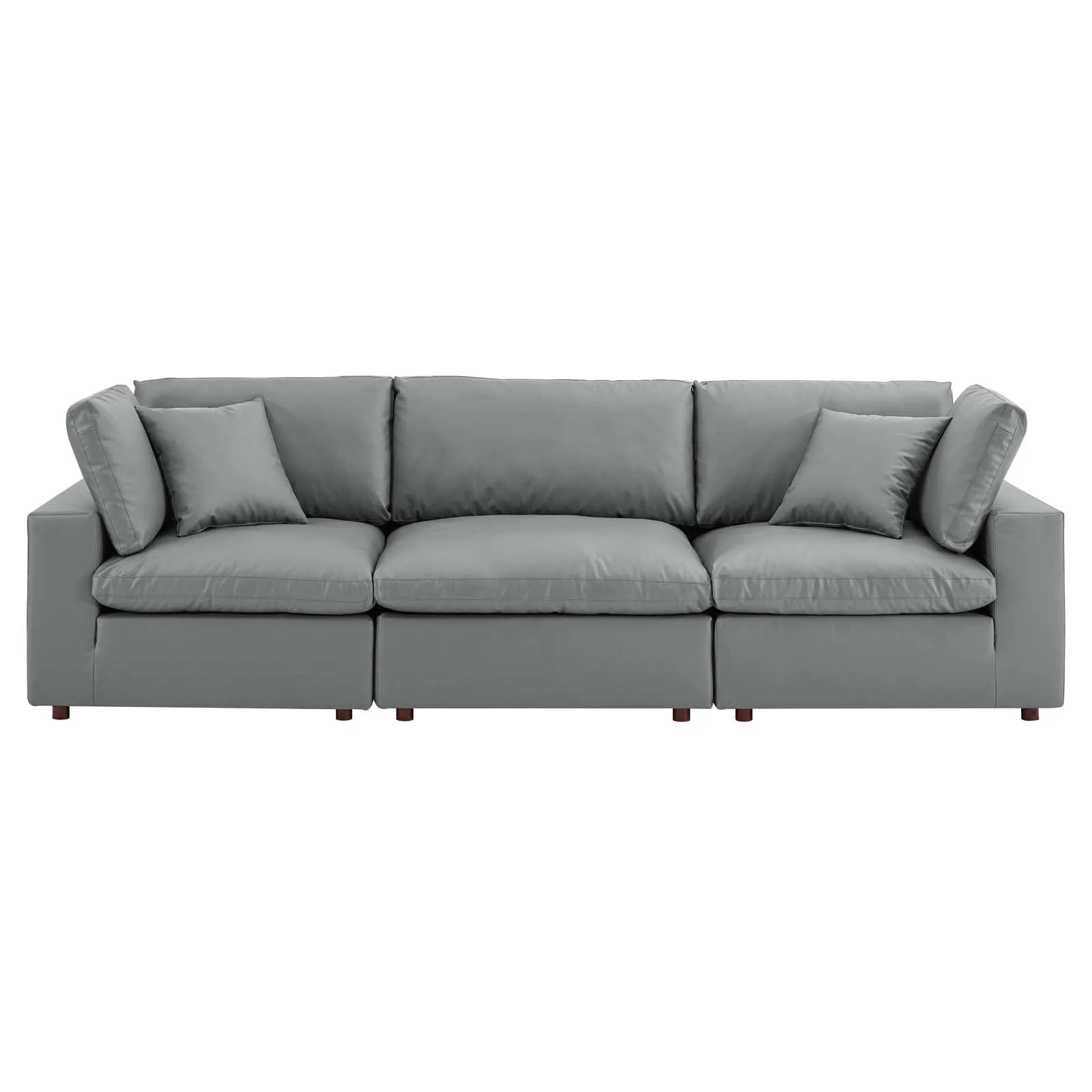 Commix Down Filled Overstuffed Vegan Leather 3-Seater Sofa by Modway