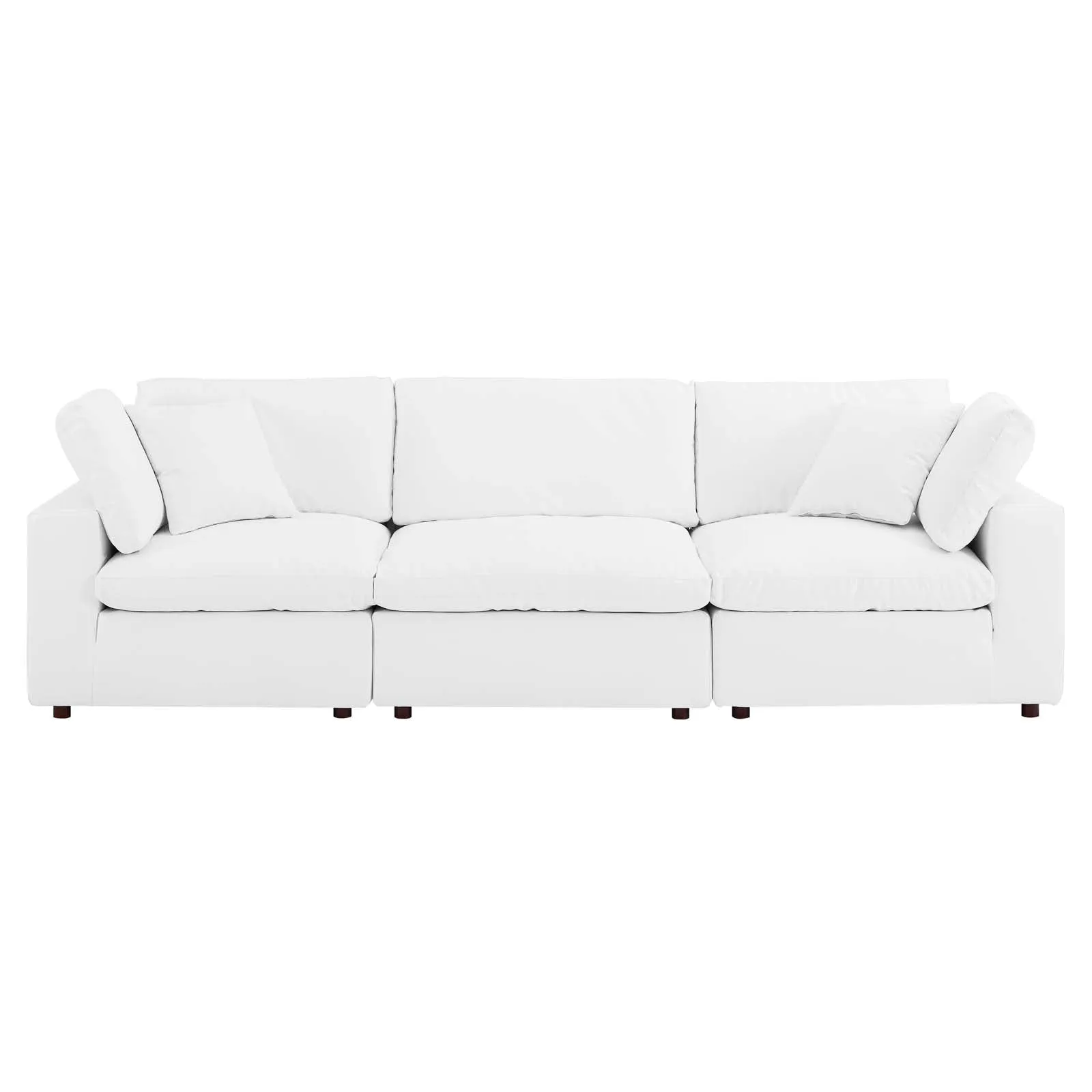 Commix Down Filled Overstuffed Vegan Leather 3-Seater Sofa by Modway