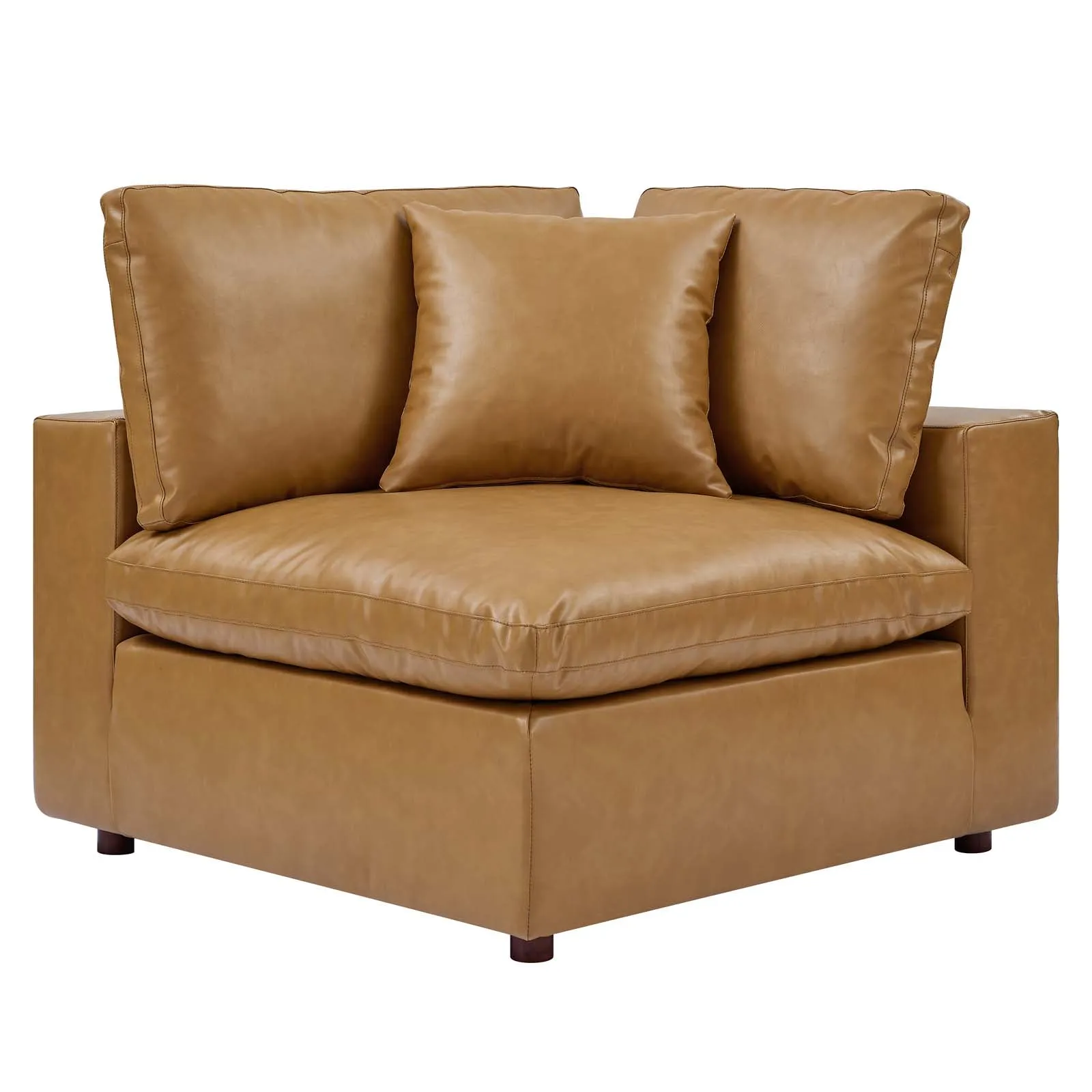 Commix Down Filled Overstuffed Vegan Leather 3-Seater Sofa by Modway