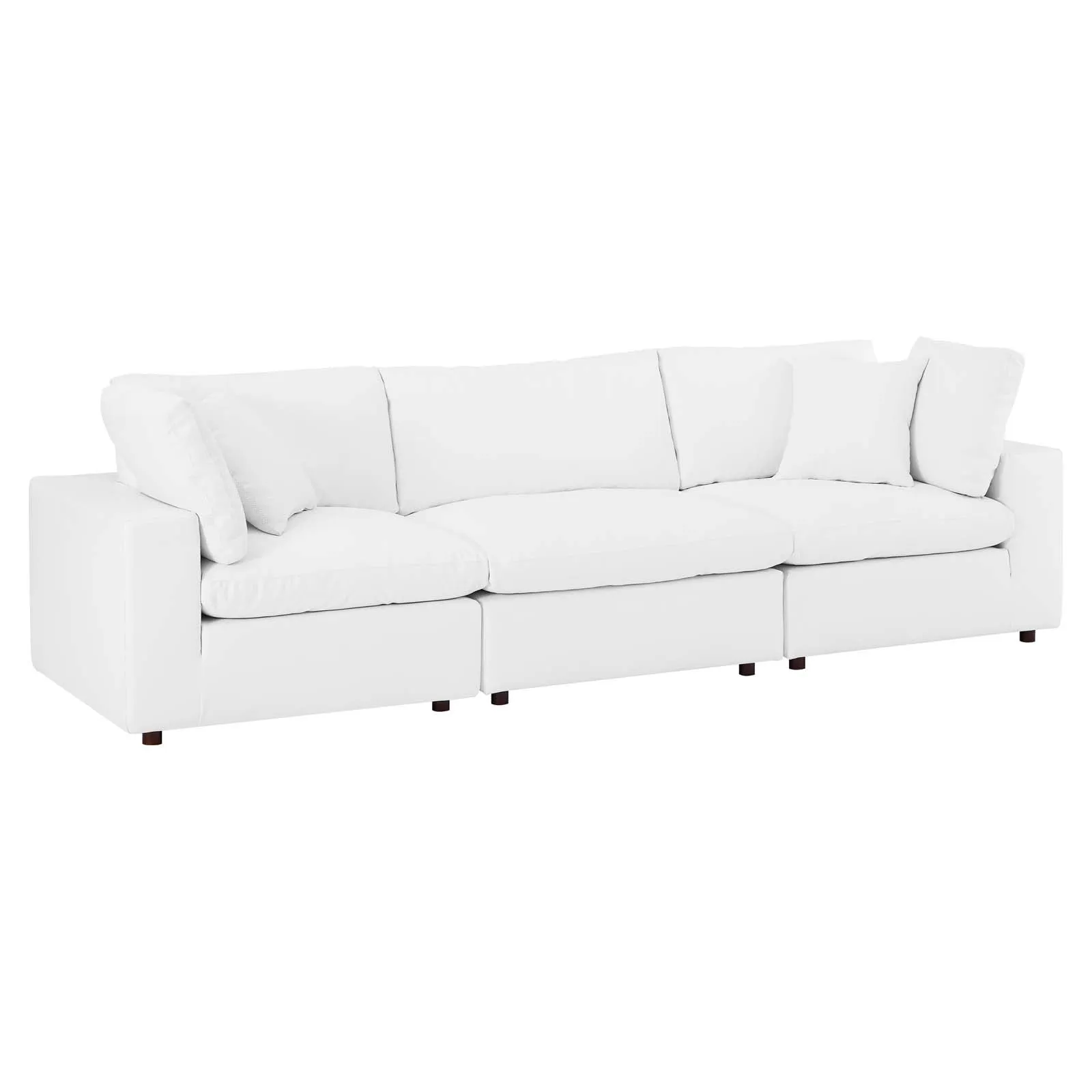 Commix Down Filled Overstuffed Vegan Leather 3-Seater Sofa by Modway