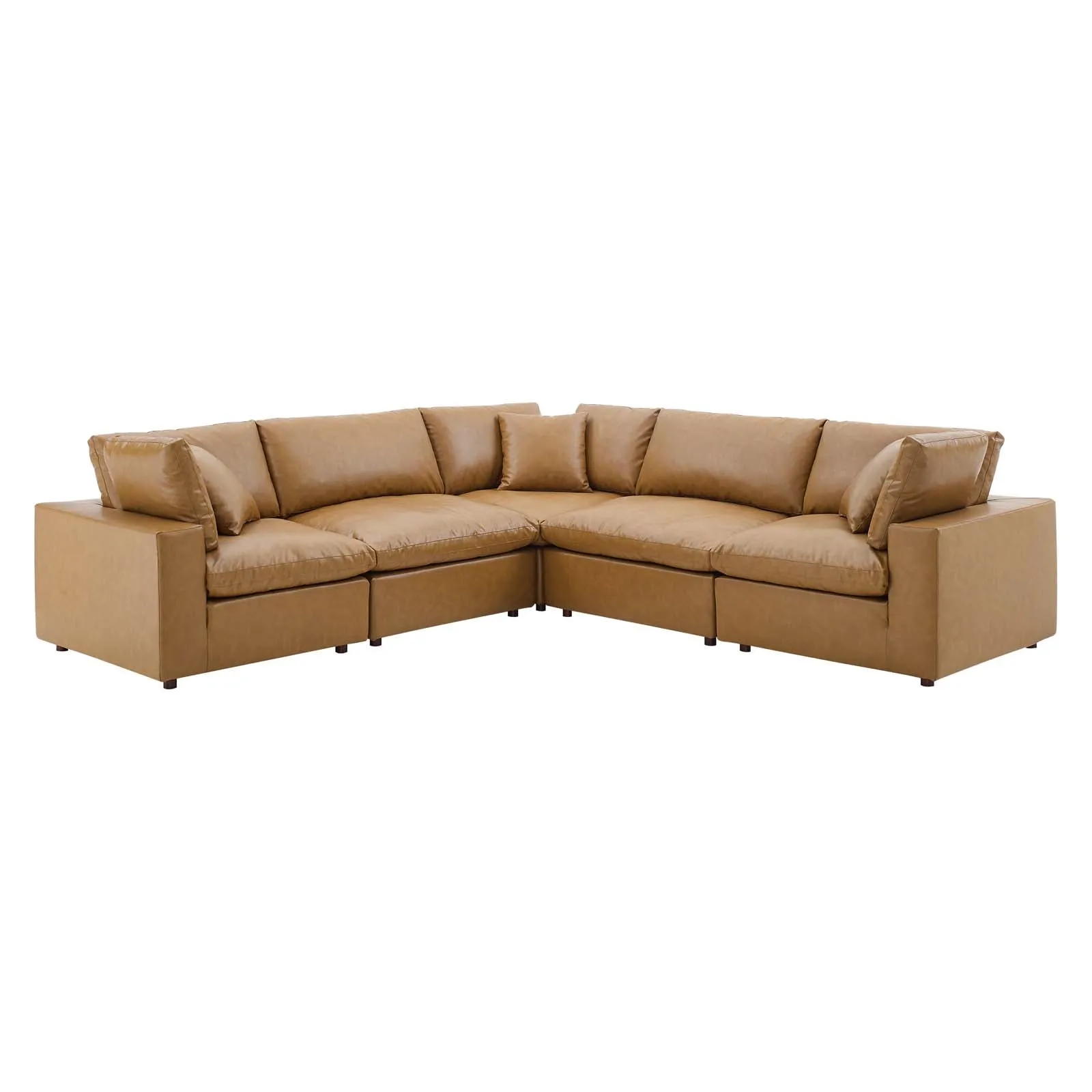 Commix Down Filled Overstuffed Vegan Leather 5-Piece Sectional Sofa by Modway