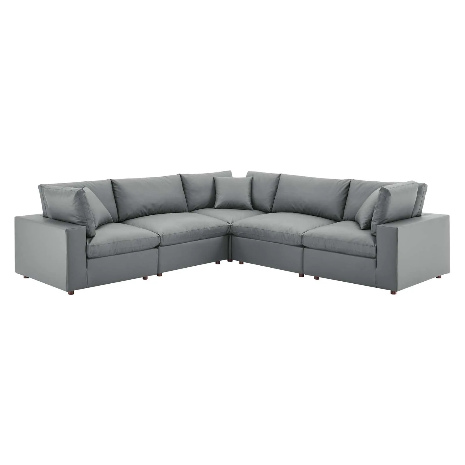 Commix Down Filled Overstuffed Vegan Leather 5-Piece Sectional Sofa by Modway