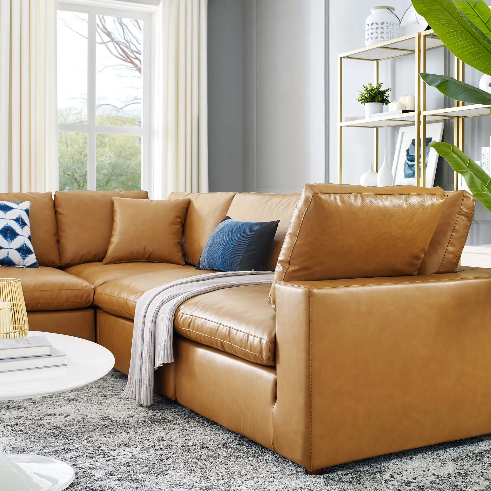 Commix Down Filled Overstuffed Vegan Leather 5-Piece Sectional Sofa by Modway