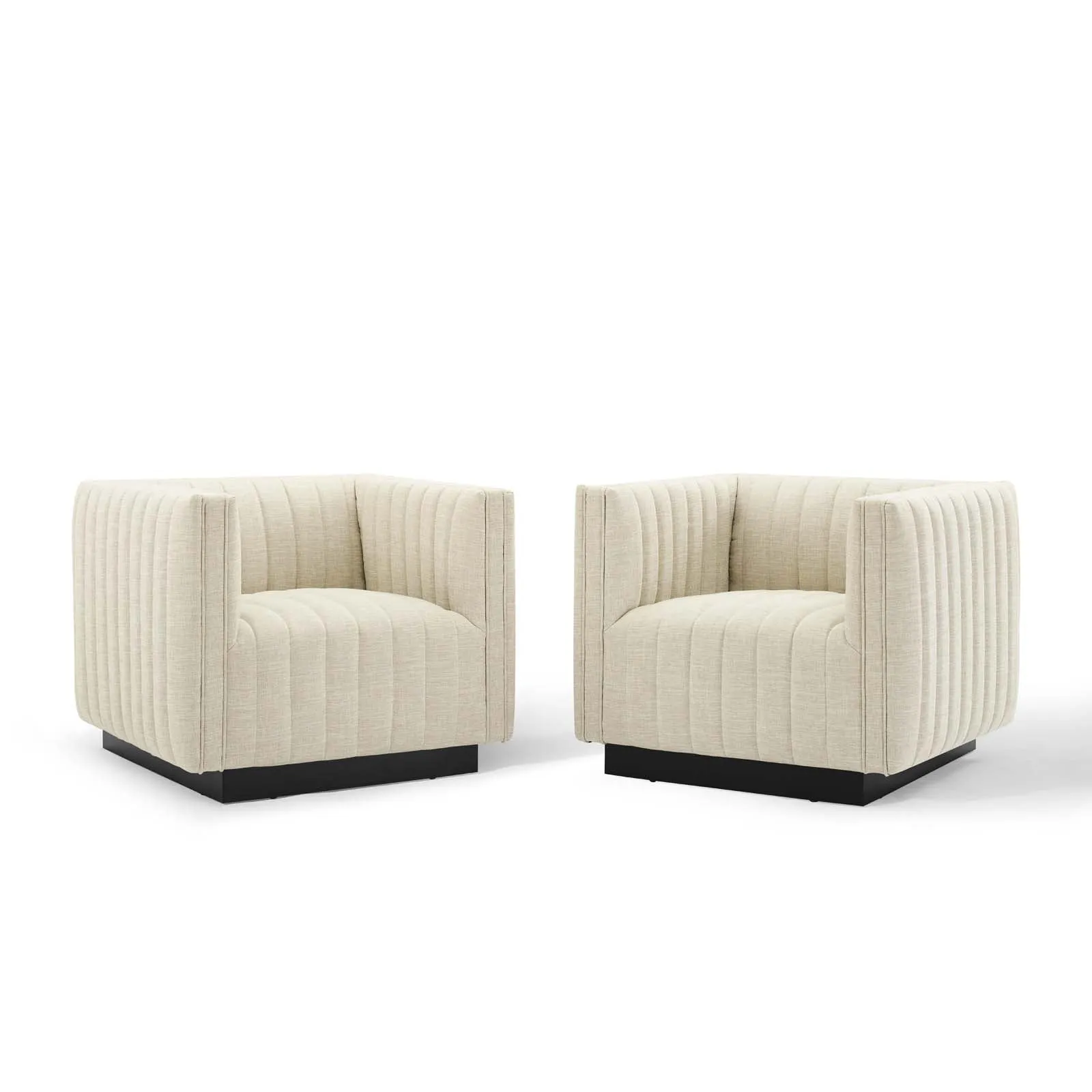 Conjure Tufted Armchair Upholstered Fabric Set of 2 by Modway