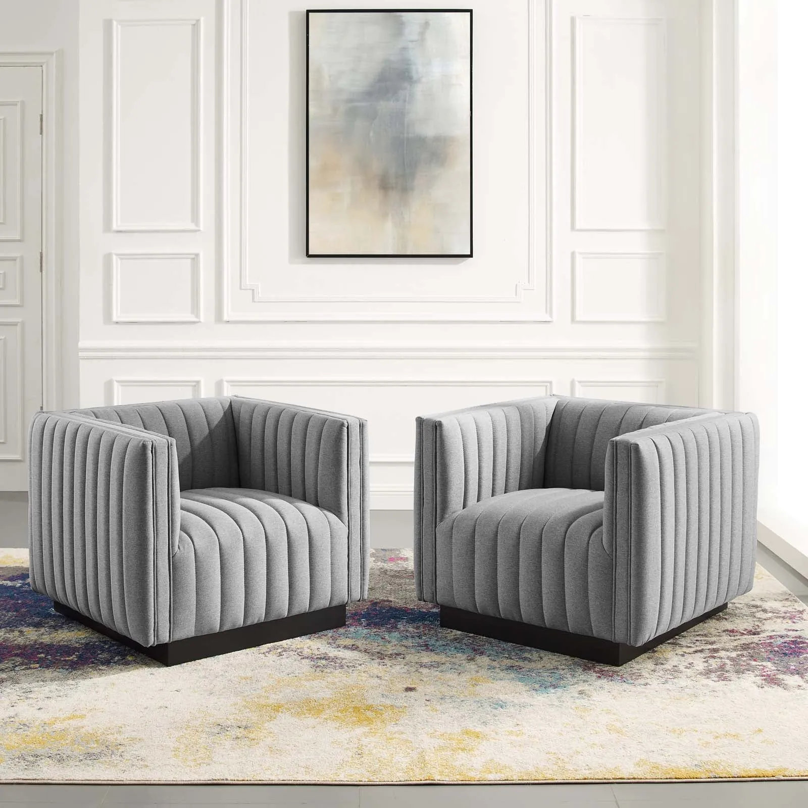 Conjure Tufted Armchair Upholstered Fabric Set of 2 by Modway