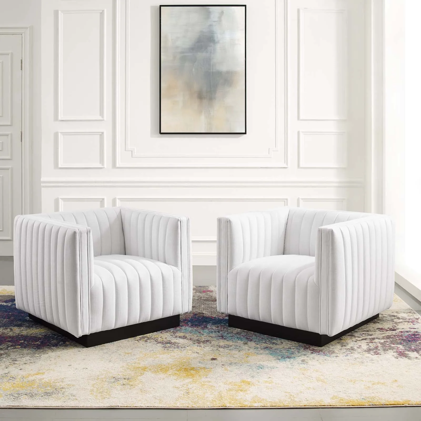 Conjure Tufted Armchair Upholstered Fabric Set of 2 by Modway