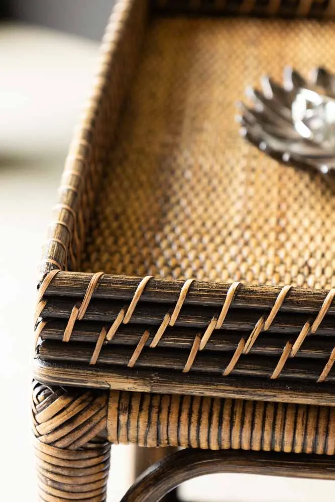 Dark Brown Rattan Side Table