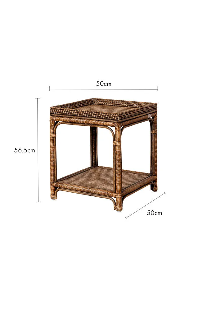 Dark Brown Rattan Side Table