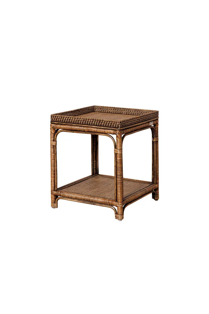 Dark Brown Rattan Side Table