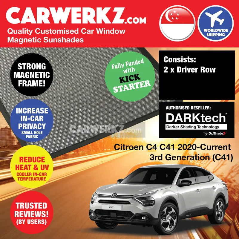 Dr Shadez DARKtech Citroen C4 2020-Current 3rd Generation (C41) France SUV Customised Window Magnetic Sunshades 6 Pieces