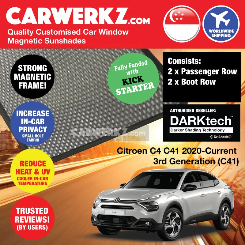 Dr Shadez DARKtech Citroen C4 2020-Current 3rd Generation (C41) France SUV Customised Window Magnetic Sunshades 6 Pieces