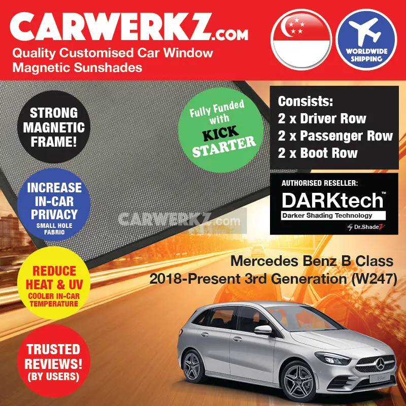 Dr Shadez DARKtech Mercedes Benz B Class 2019-Current 3rd Generation (W247) Germany Hatchback Customised Window Magnetic Sunshades