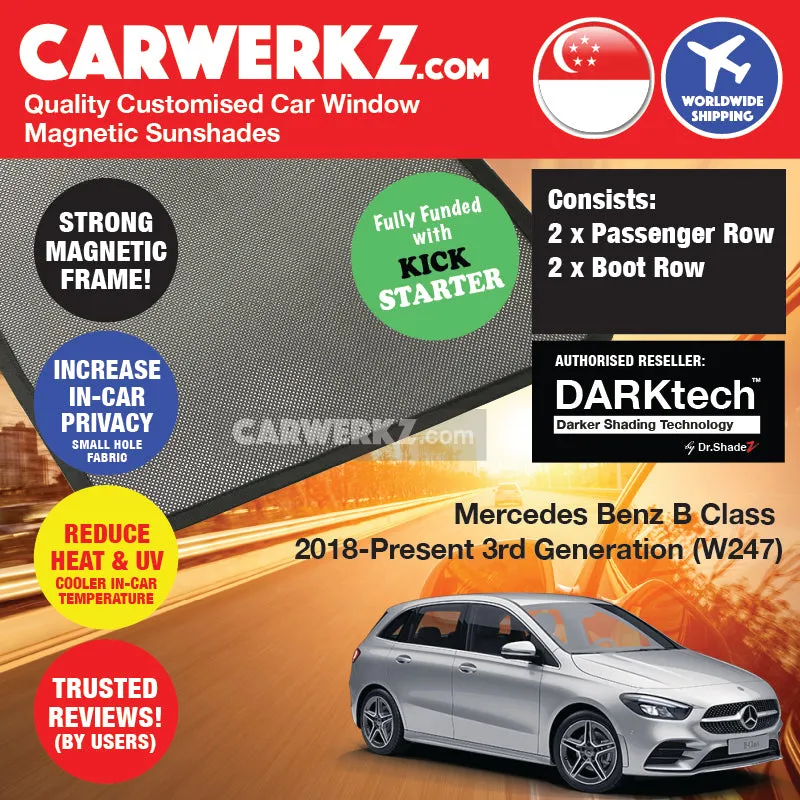 Dr Shadez DARKtech Mercedes Benz B Class 2019-Current 3rd Generation (W247) Germany Hatchback Customised Window Magnetic Sunshades