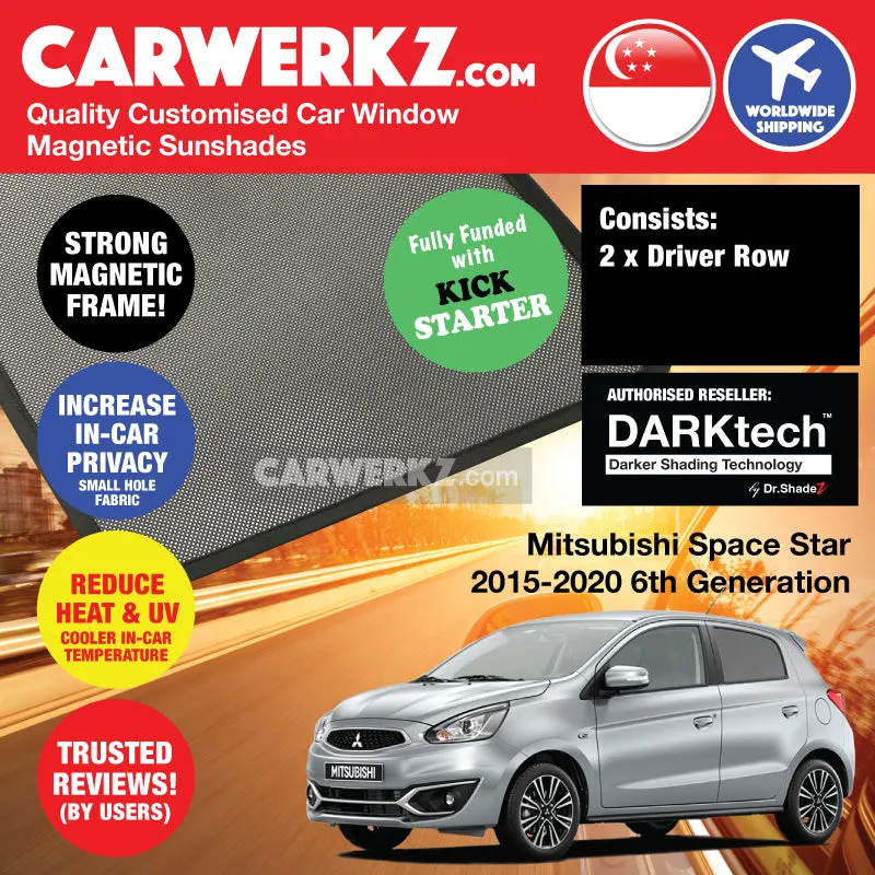 Dr Shadez DARKtech Mitsubishi Space Star Mirage ES 2015-2020 6th Generation Japan Hatchback Customised Magnetic Sunshades