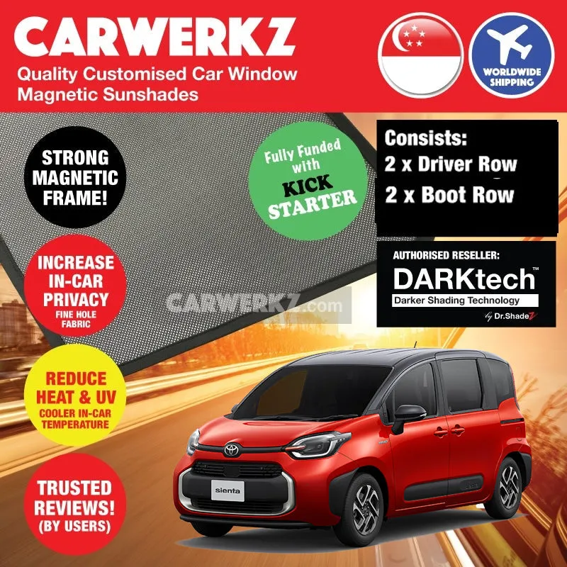 Dr Shadez DARKtech Toyota Sienta 2022-Current 3rd Generation (XP210) Japan MPV Customised Car Window Magnetic Sunshades 4 Pieces (Driver   Boot Side)