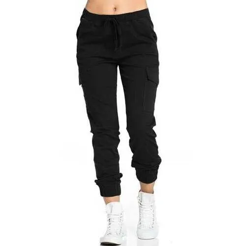 Drawstring Waist Solid Color Pants