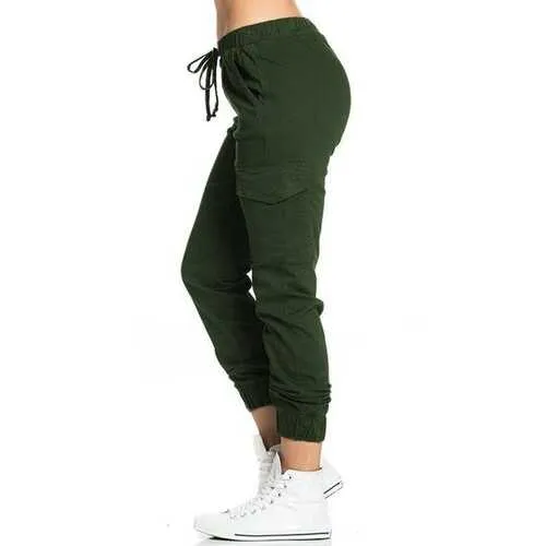 Drawstring Waist Solid Color Pants