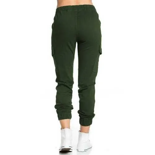 Drawstring Waist Solid Color Pants