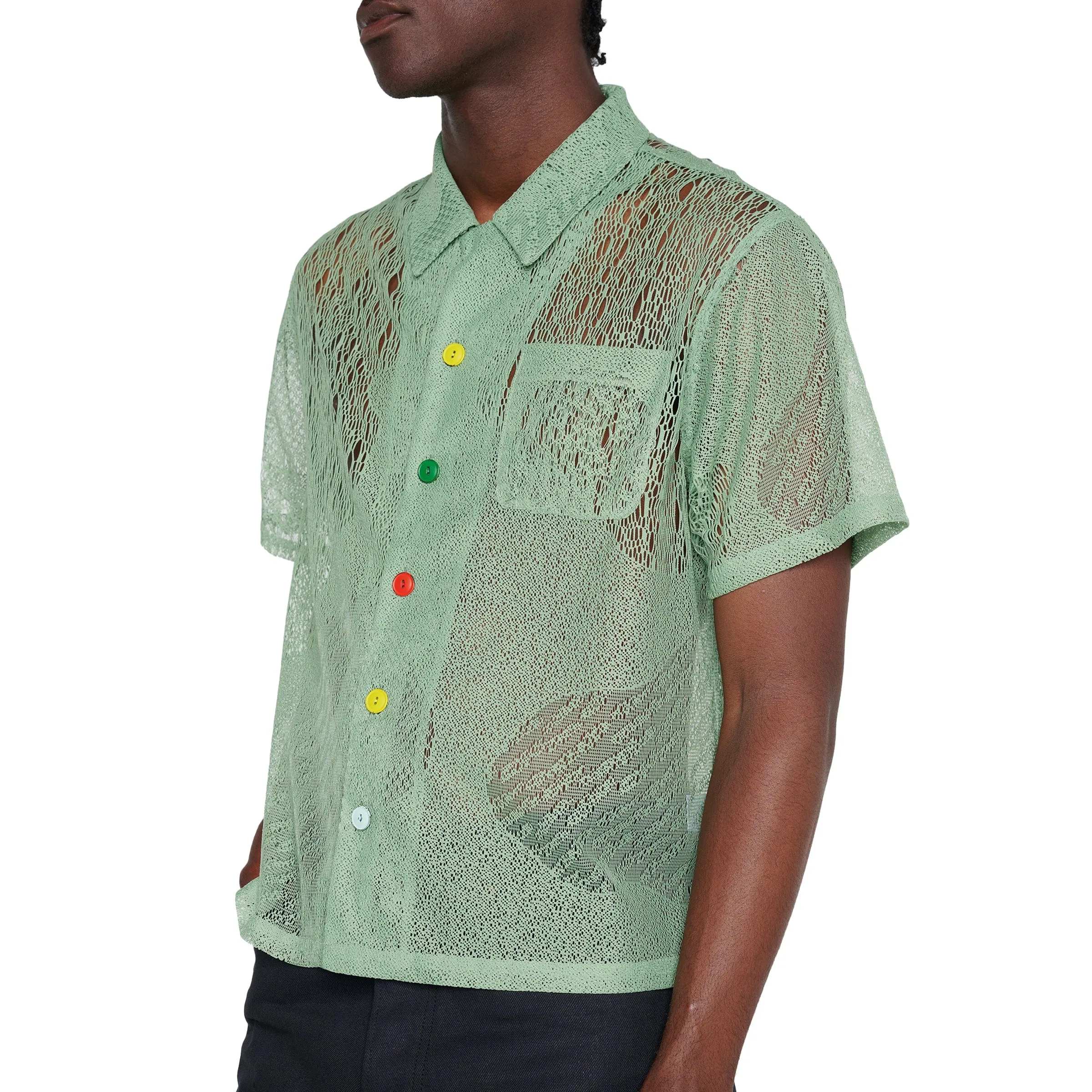 ENGINEERED MESH SHORT SLEEVE BUTTON UP