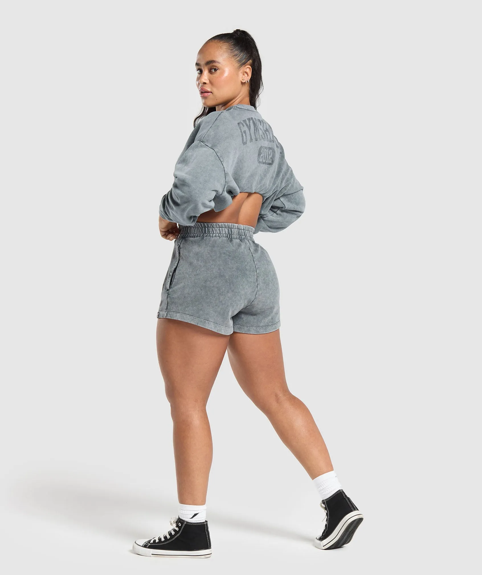 Gymshark Collegiate Shadow Washed Midi Sweatshirt - Asphalt Grey