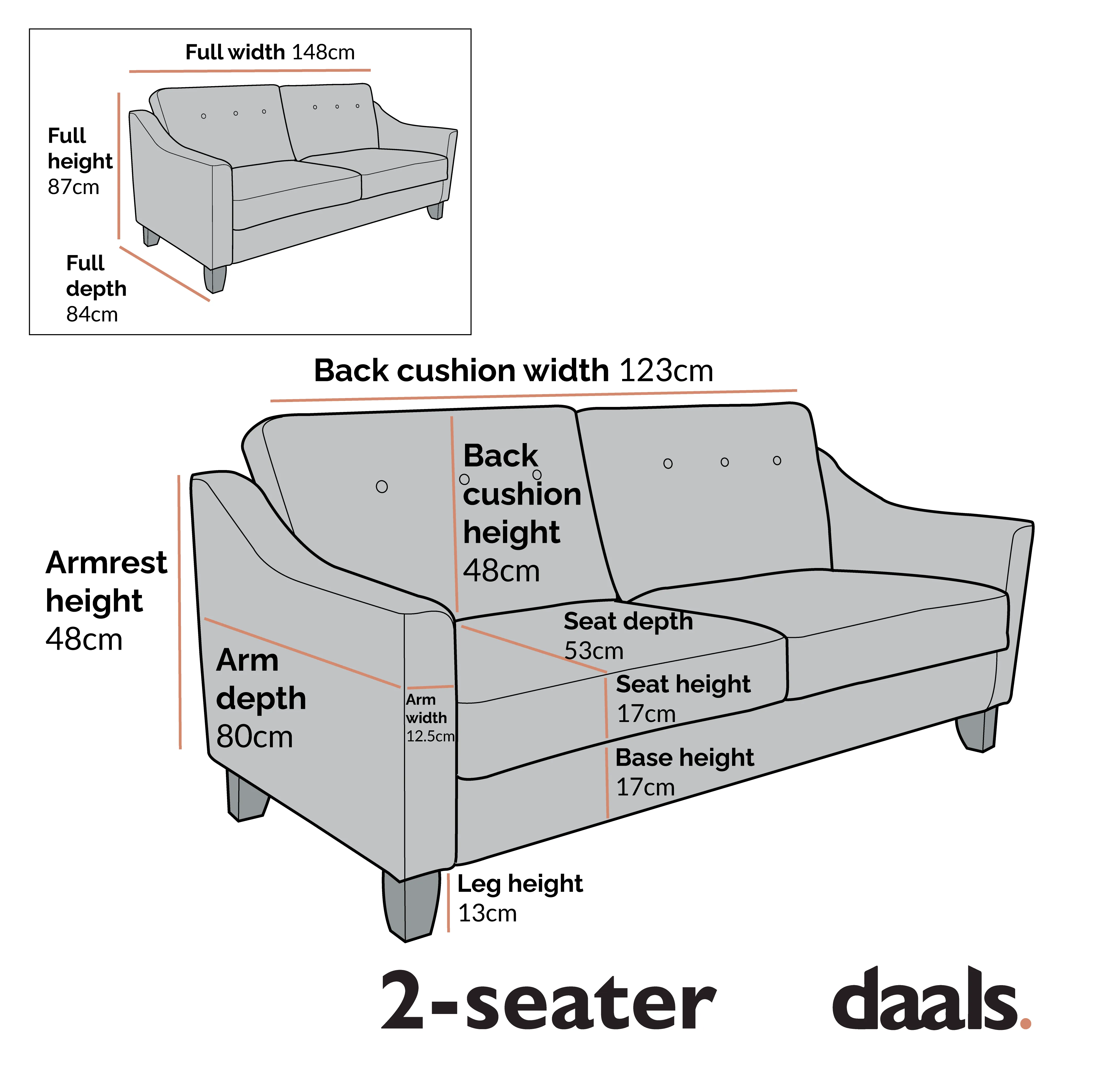 Harper 2-Seater Slope Arm Grey Woven Fabric Sofa