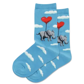 HOTSOX Kid's Elephant Heart Balloon Crew Socks