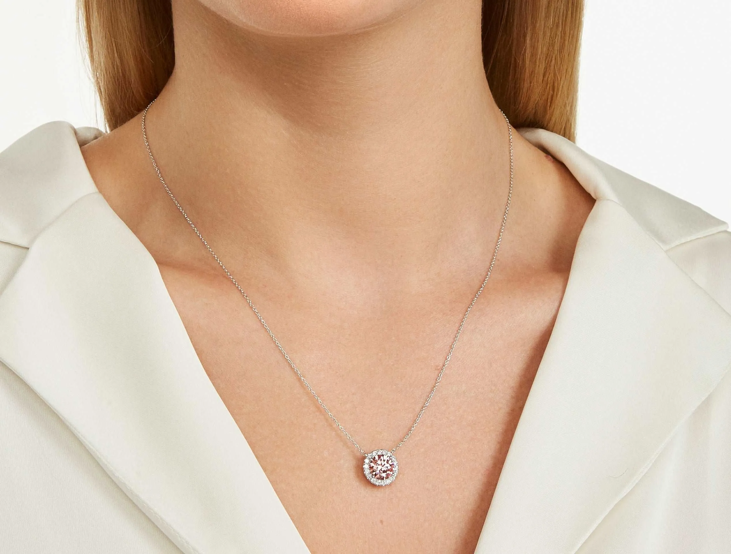 Lab-Grown Diamond 2ct. tw. Halo Pendant | Pink