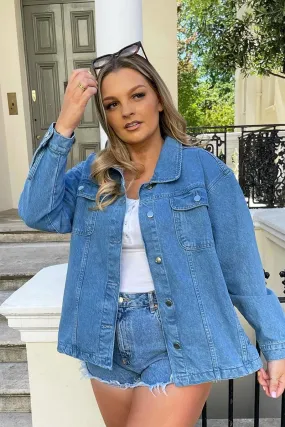 Light Blue Longline Trucker Denim Jacket - Leilana