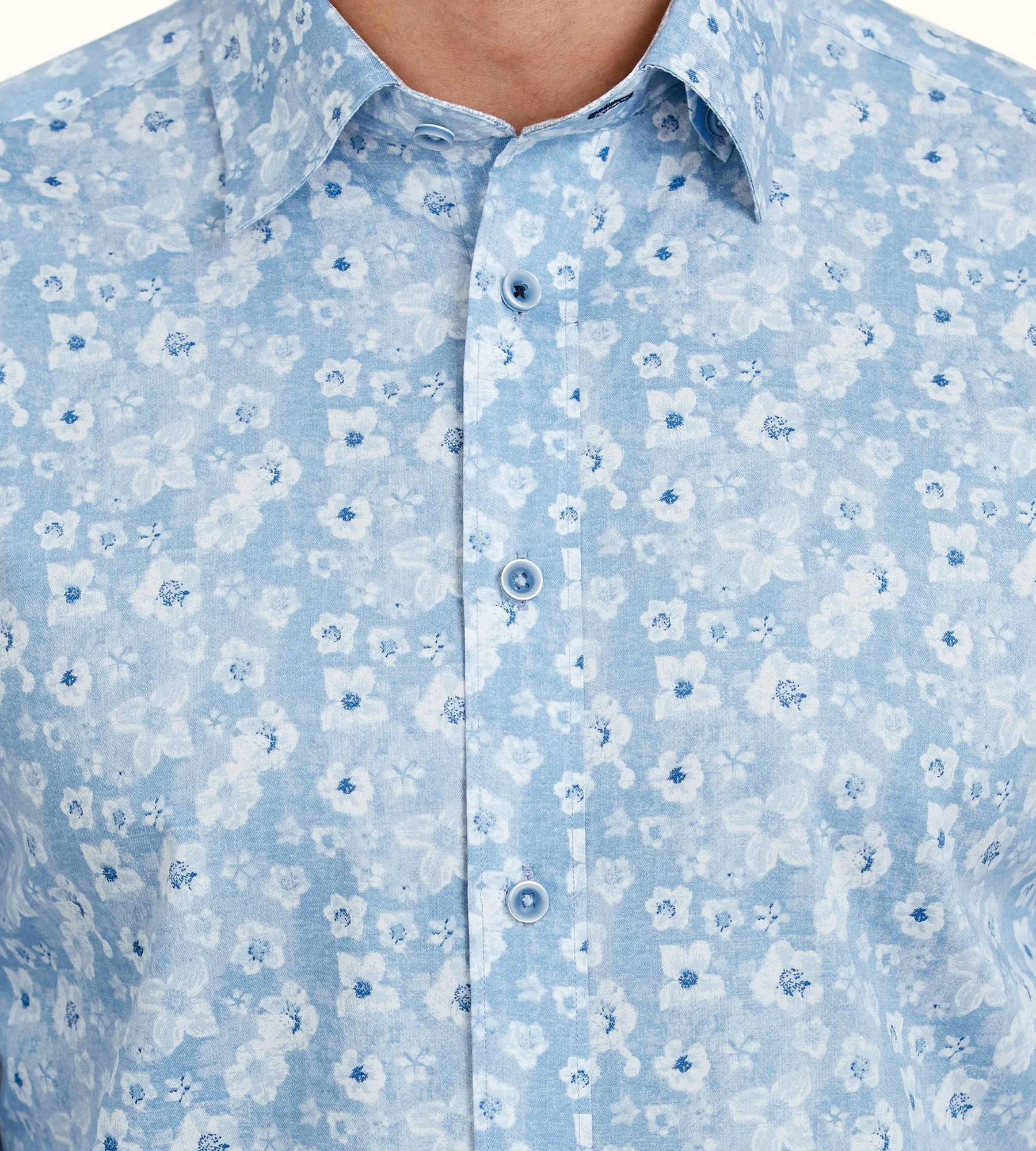 Modern Fit Non-Iron Long Sleeve Floral Pattern Sport Shirt