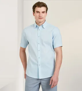 Modern Fit Short Sleeve Textured Linen-Like Solid Sport shirt