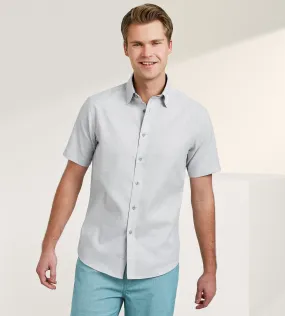 Modern Fit Short Sleeve Textured Linen-Like Solid Sport shirt