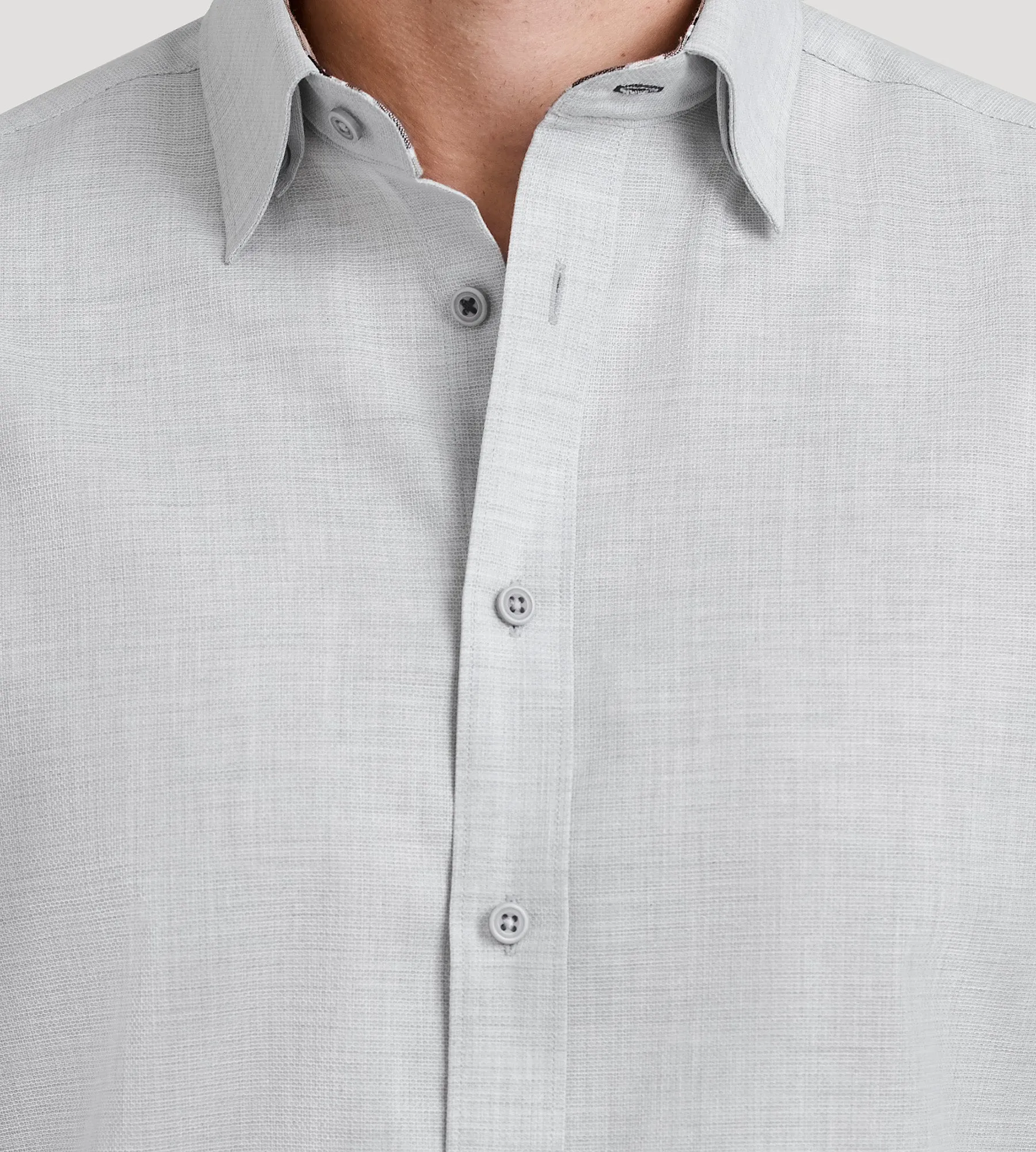 Modern Fit Short Sleeve Textured Linen-Like Solid Sport shirt