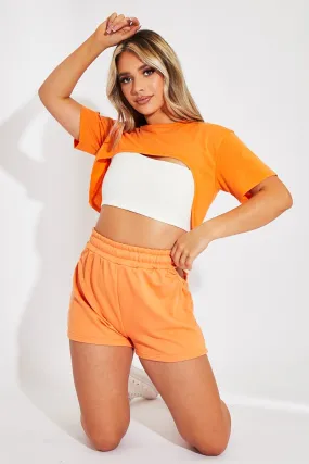 Orange Extreme Cropped Hem T-shirt - Iliana